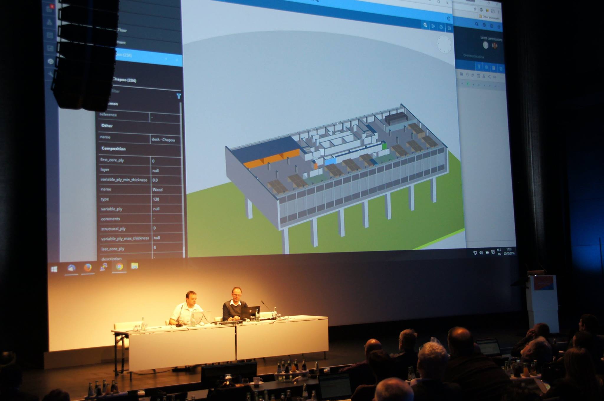 Живая демонстрация модели офисного здания с автоматическим построением сечения в облачном просмотрщике в системе Chapoo