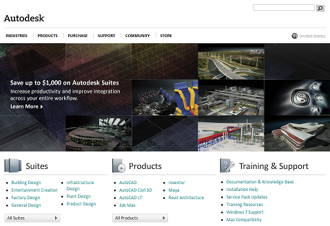 Новый дизайн вебсайта Autodesk.com