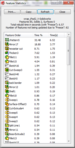 Feature Freeze in SolidWorks