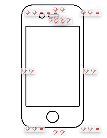 Чертеж смартфона с заданными геометрическими ограничениями в BricsCAD