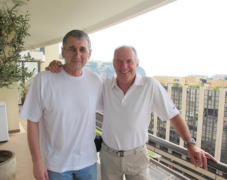 David Levin and Ivan Stern on the balcony at JETCAM headquarters in Monaco
