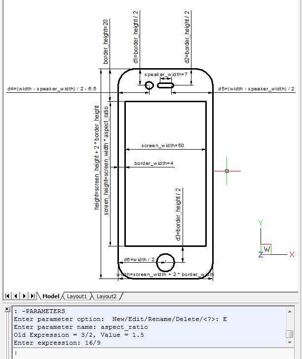 Changing the aspect ratio for a phone drawing in BricsCAD