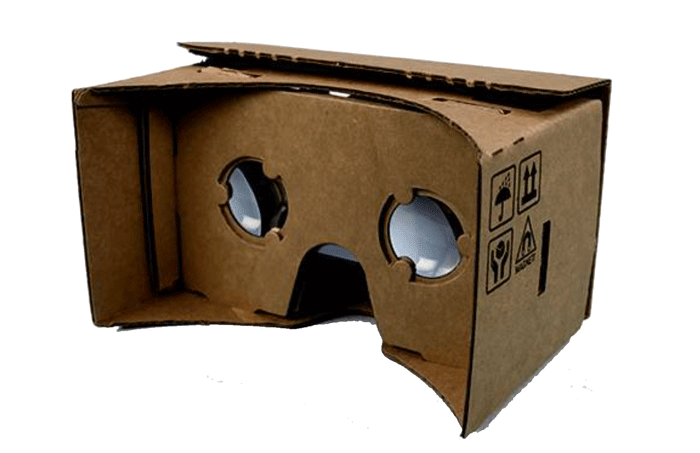 Google Cardboard is a self-build cardboard headset that can mount an Android Phone in front of your eyes for a low cost VR experience
