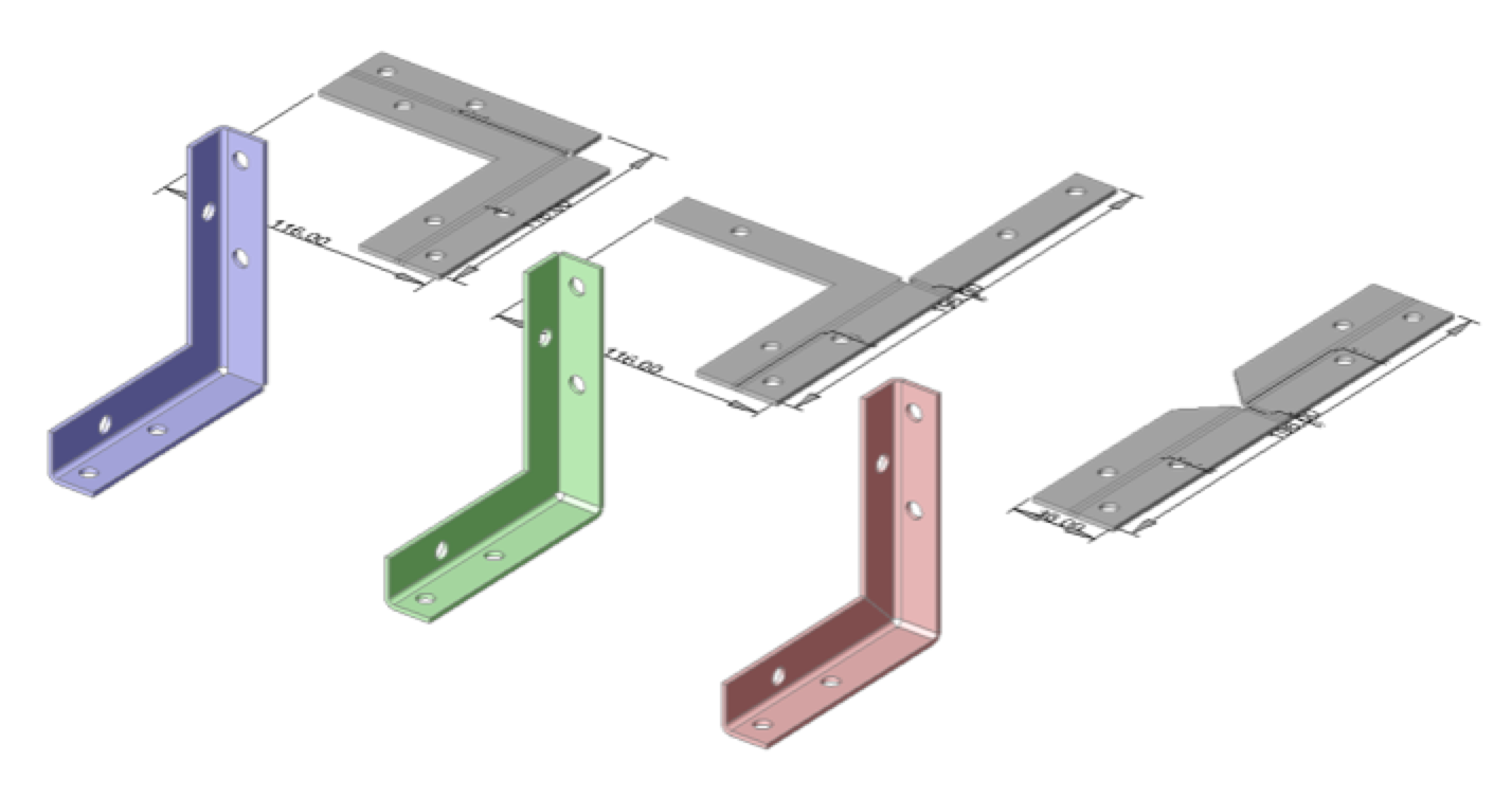Different variants of the same sheet metal part